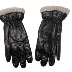 Black leather gloves with olefin lining